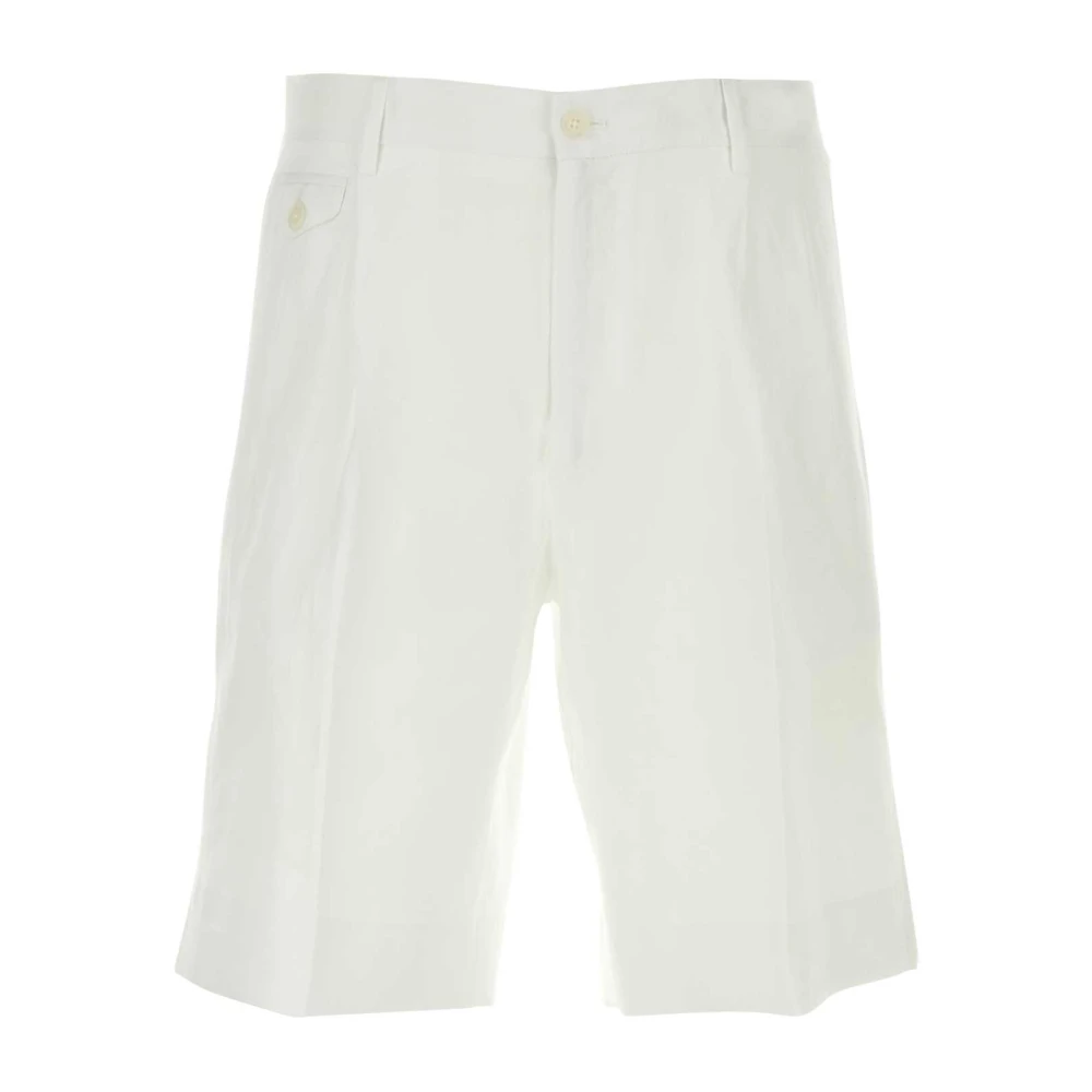 Dolce & Gabbana Witte linnen Bermuda shorts White Heren