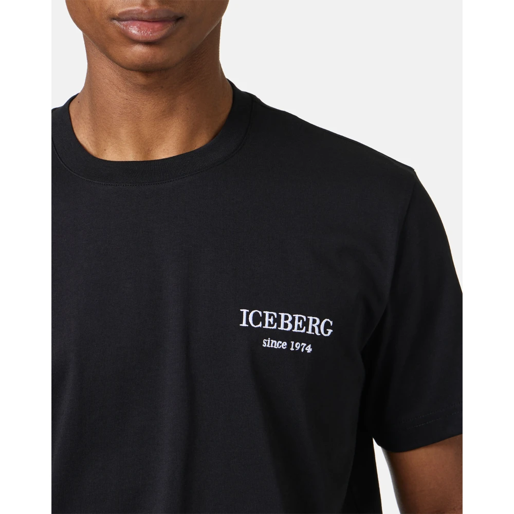 Iceberg Zwart klassiek regular fit jersey T-shirt Black Heren