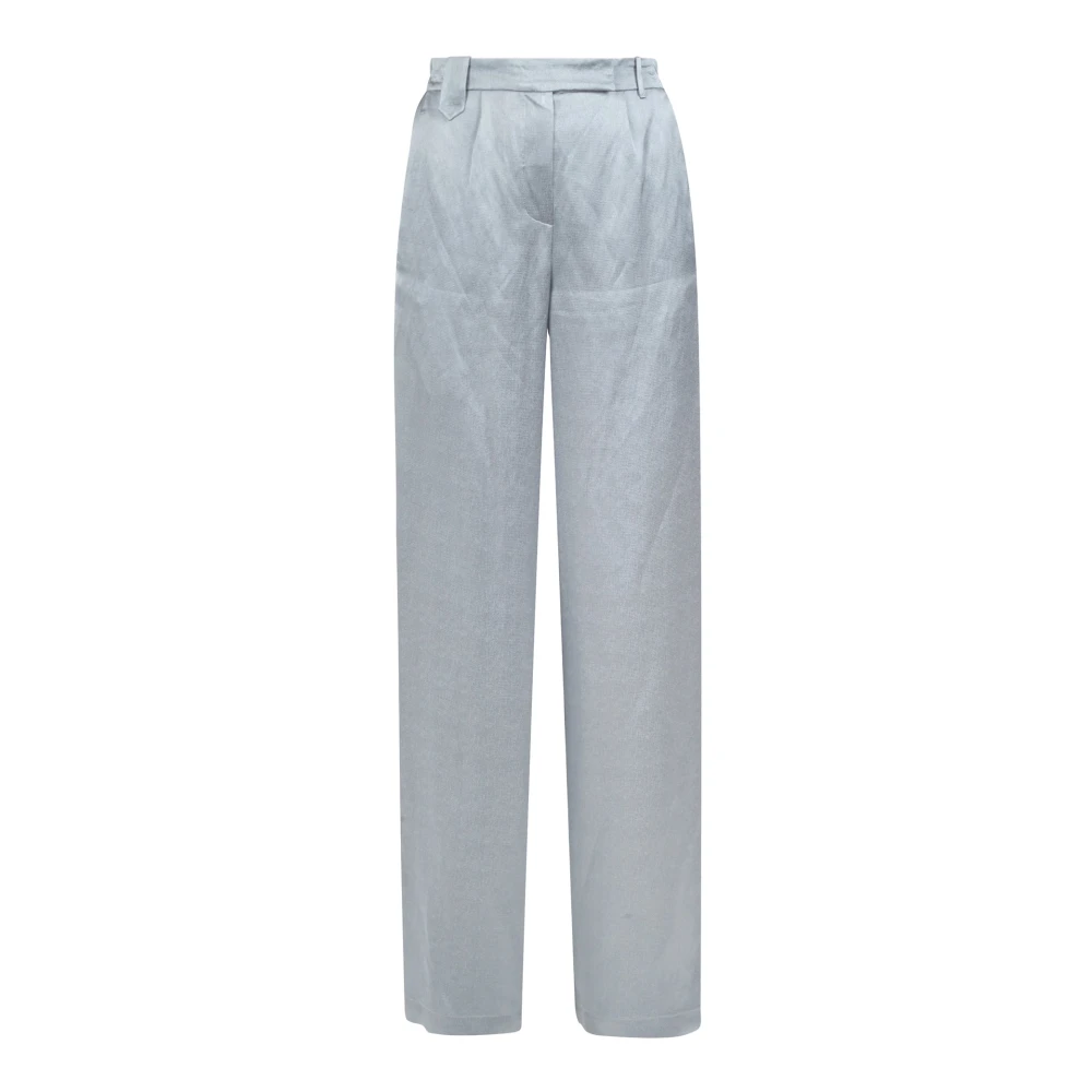 Alysi Linnen Broek Met Rechte Pijp Blue Dames