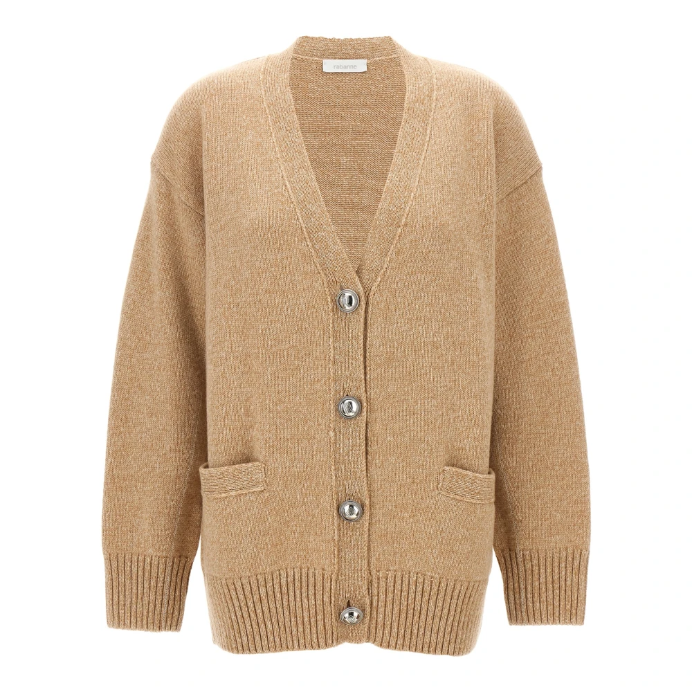 Rabanne Women's Beige Logo Buttons Cardigan - Cardigans - L - Knitwear