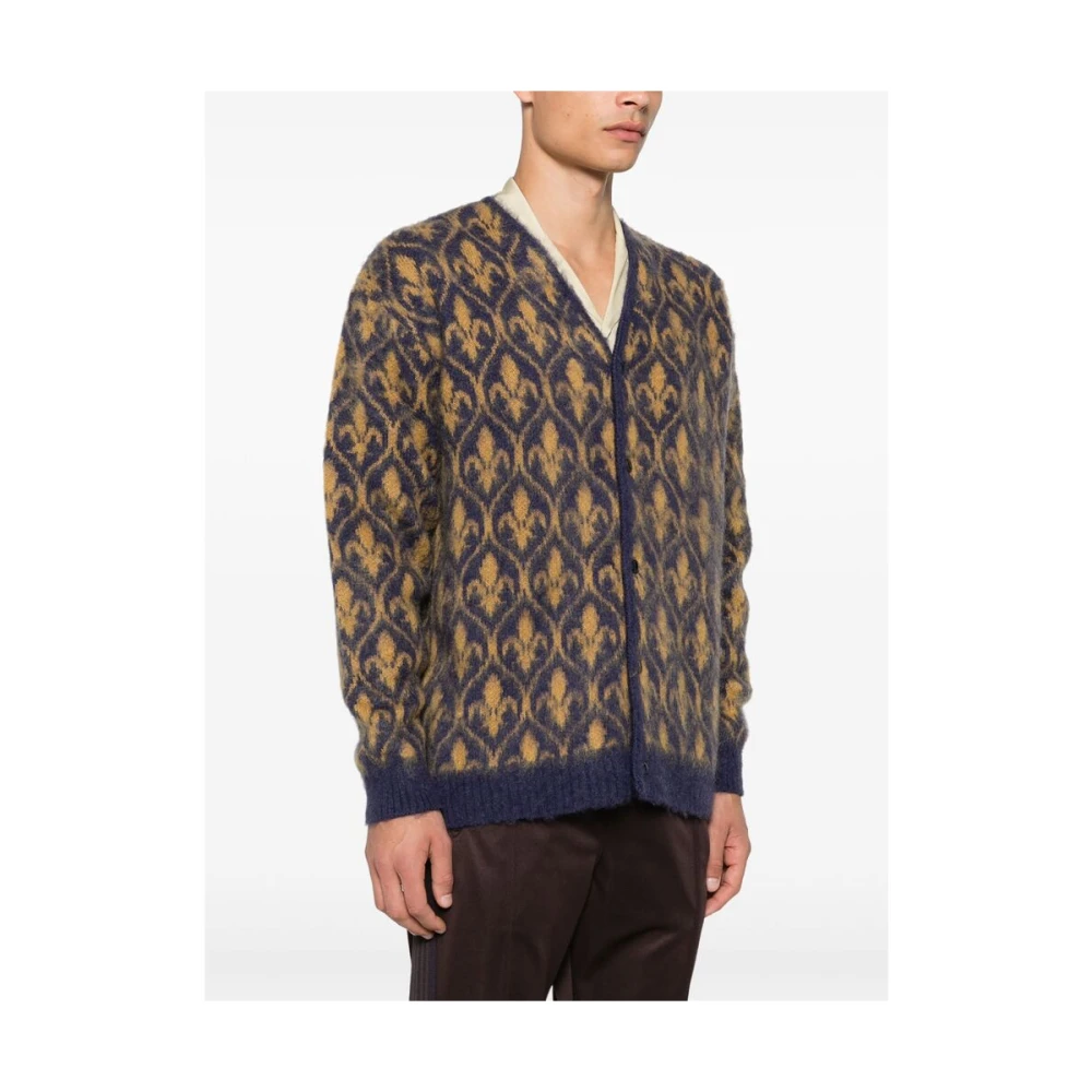 Needles Mohair Blend Jacquard V-Neck Sweater Multicolor Heren