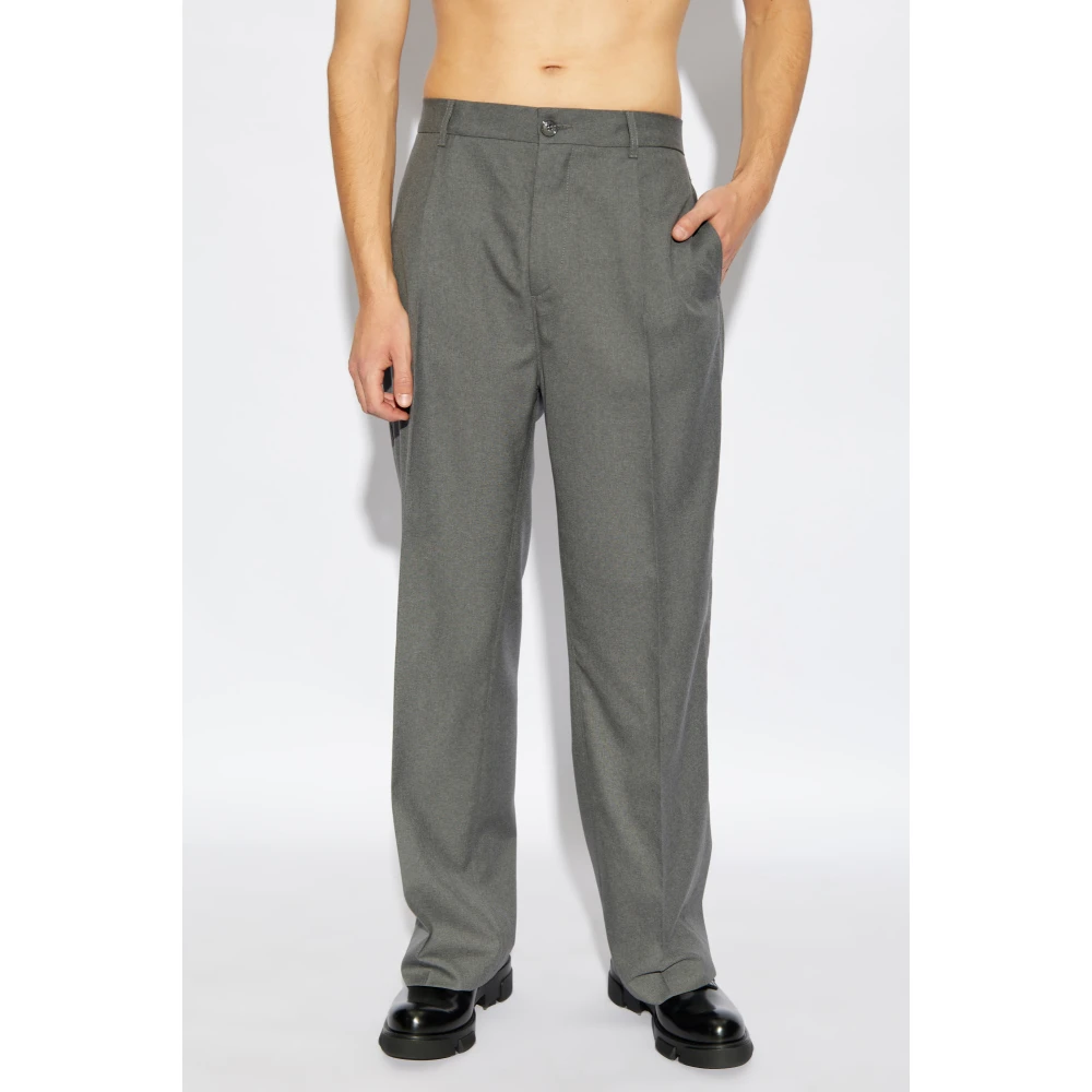 Marni Wollen broek met plooien Gray Heren