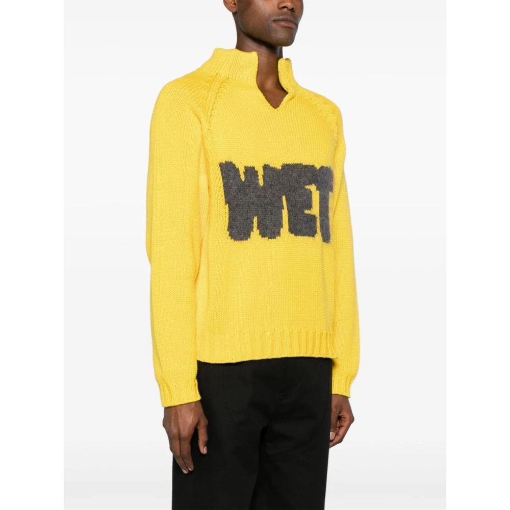ERL Gele Katoenen Intarsia Raglan Sweater Yellow Heren