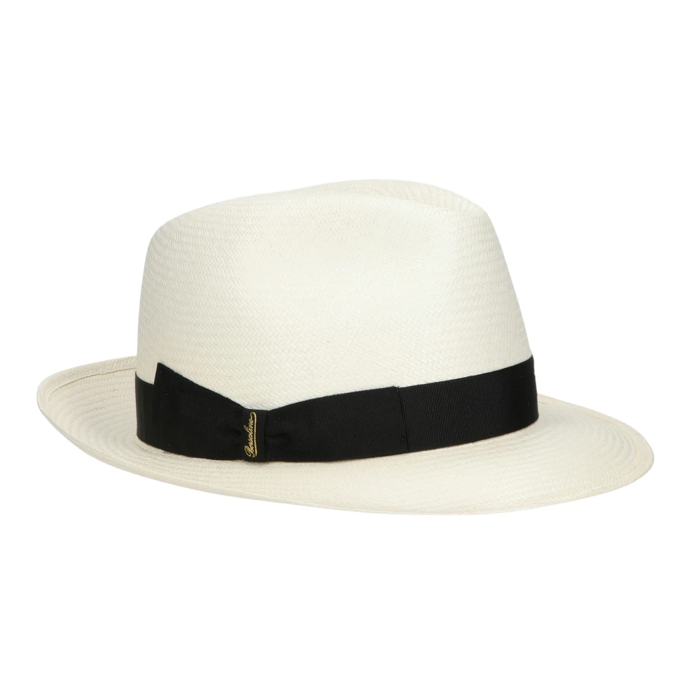 Borsalino Kleurrijke Panama Hoed met Medium Rand White Dames