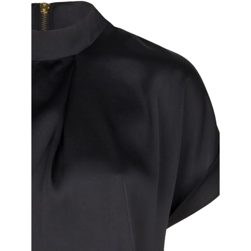 Dante 6 Zwarte blouse met opstaande kraag Black Dames
