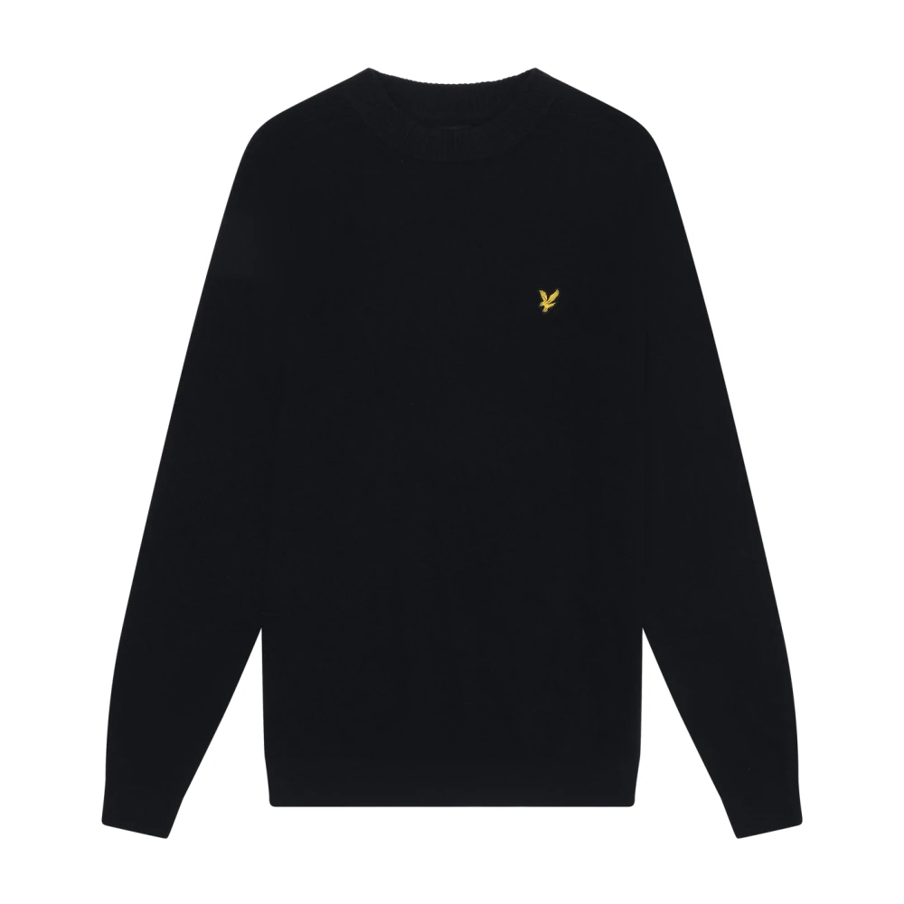 Lyle & Scott Gebreide Lamswolmix Mock Neck Trui Blue Heren