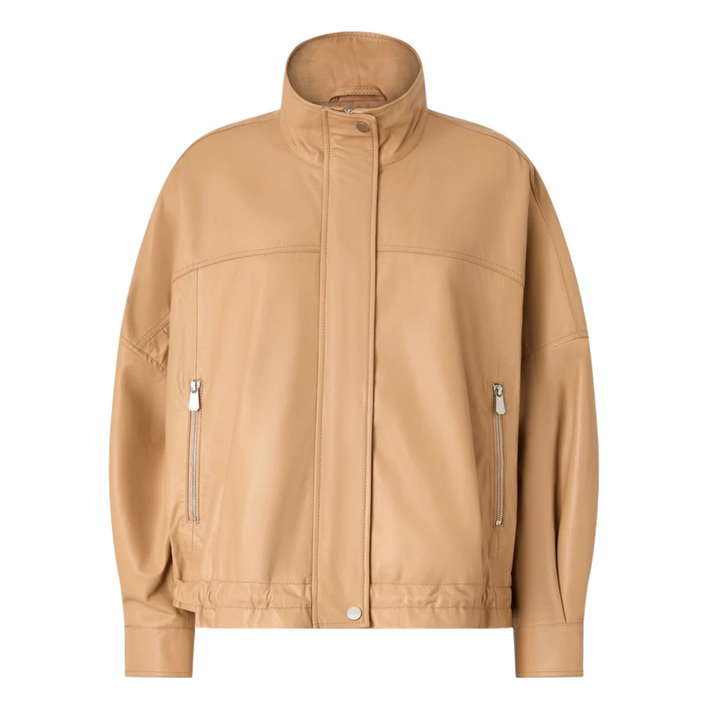 Pinko Women's Beige Light Jackets, S, Nappa Leather Blouson Jacket