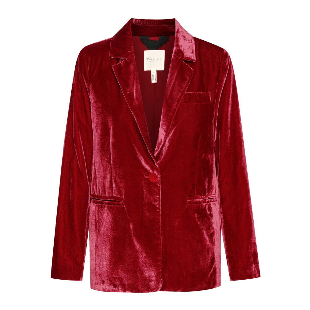 Part Two Rhythmic Red Blazer Lorettapw Jacka Red, Dam