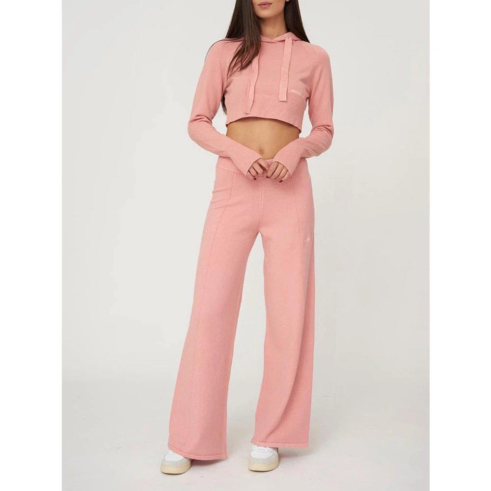 Hinnominate Palazzo Gebreide Broek in Roze Pink Dames