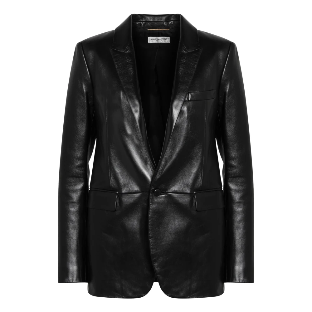 Saint Laurent Single-Breasted Jas Black Dames