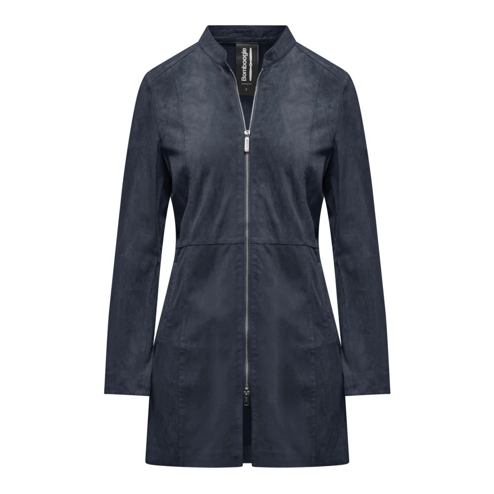 BomBoogie Naly Lange Leren Jas Blue Dames