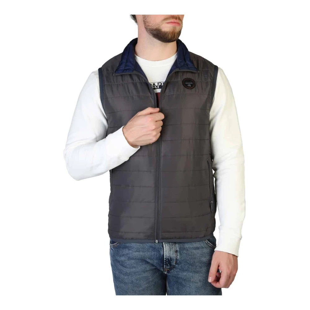 Napapijri Mouwloze jas met logodetails Gray Heren