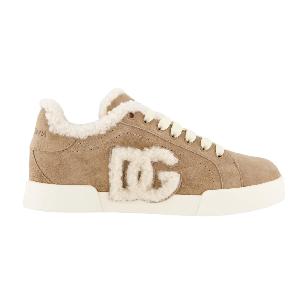 Dolce & Gabbana Women's Beige Sneakers, 4 Uk, Portofino Trainers For