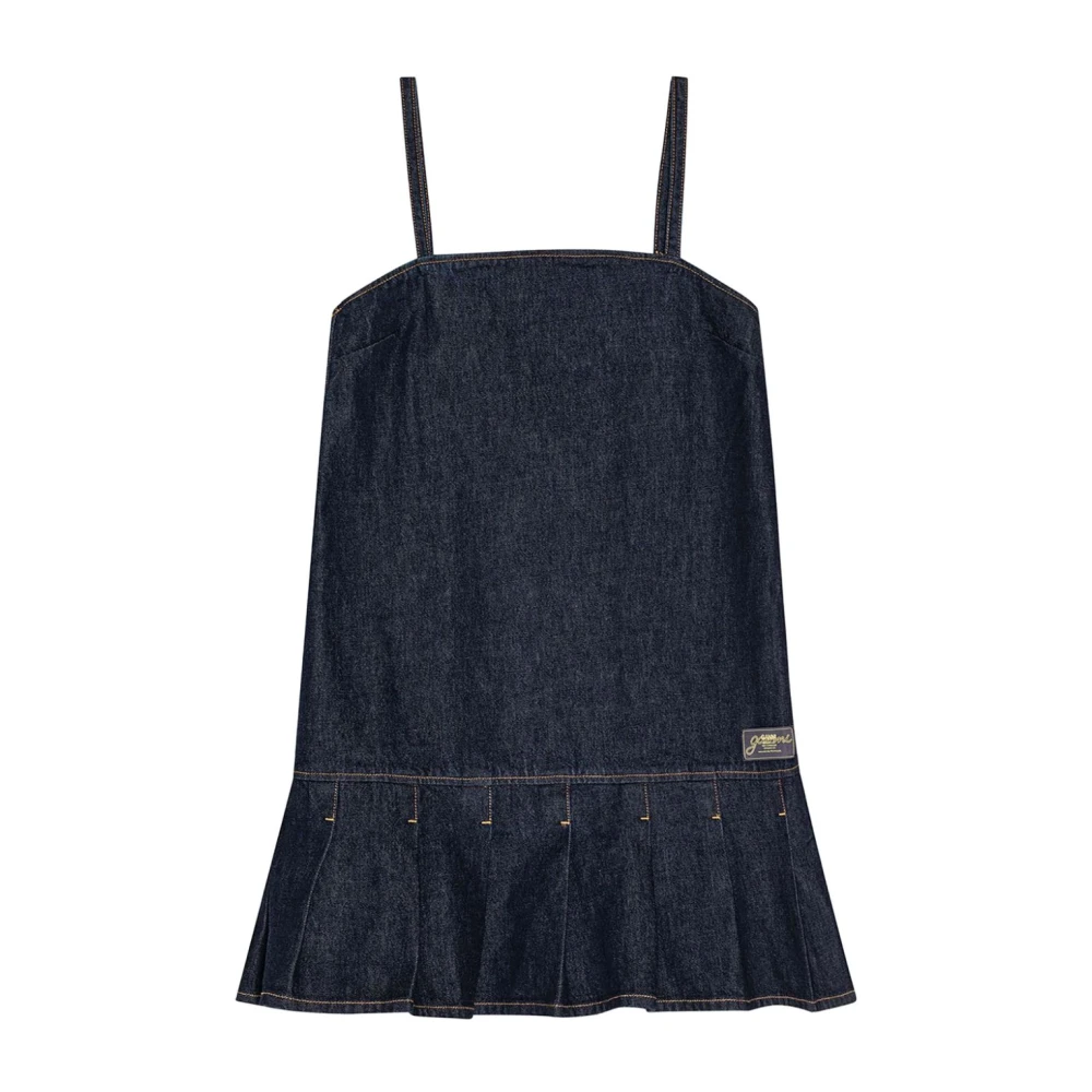 Ganni Blauwe Denim Slip-On Jurk Blue Dames