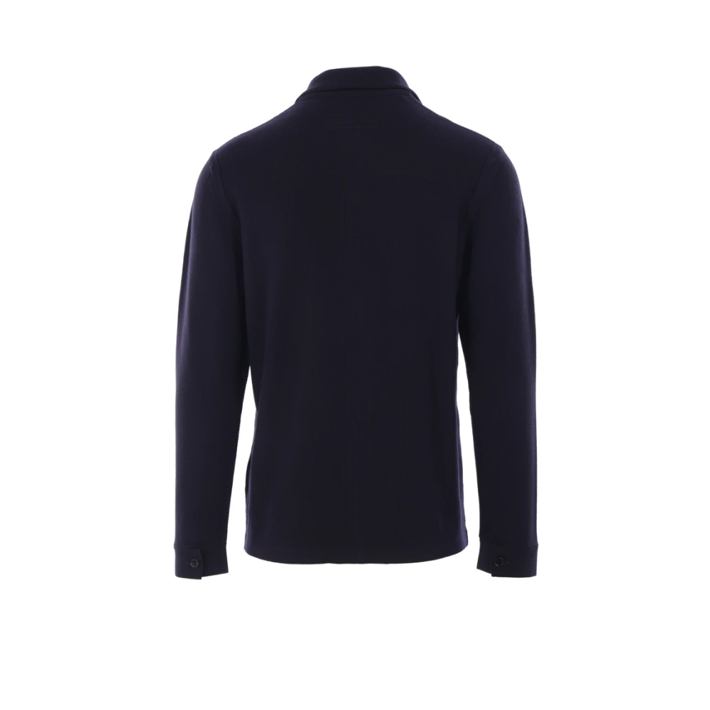 Ermenegildo Zegna Blauwe Wollen Gebreide Overhemd Blue Heren