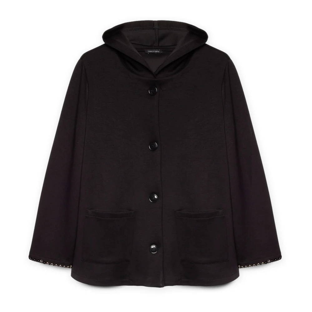 Fiorella Rubino Sweatshirt van scuba met borduurwerk Black Dames