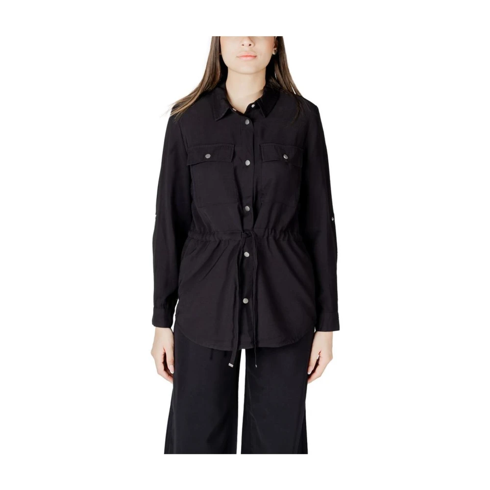 Only Women's Black Viscose Button-Up Shirt