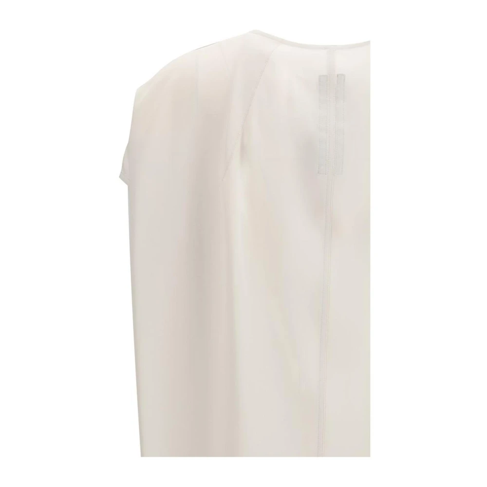 Rick Owens Elegante Zijden V-hals Top Beige Dames