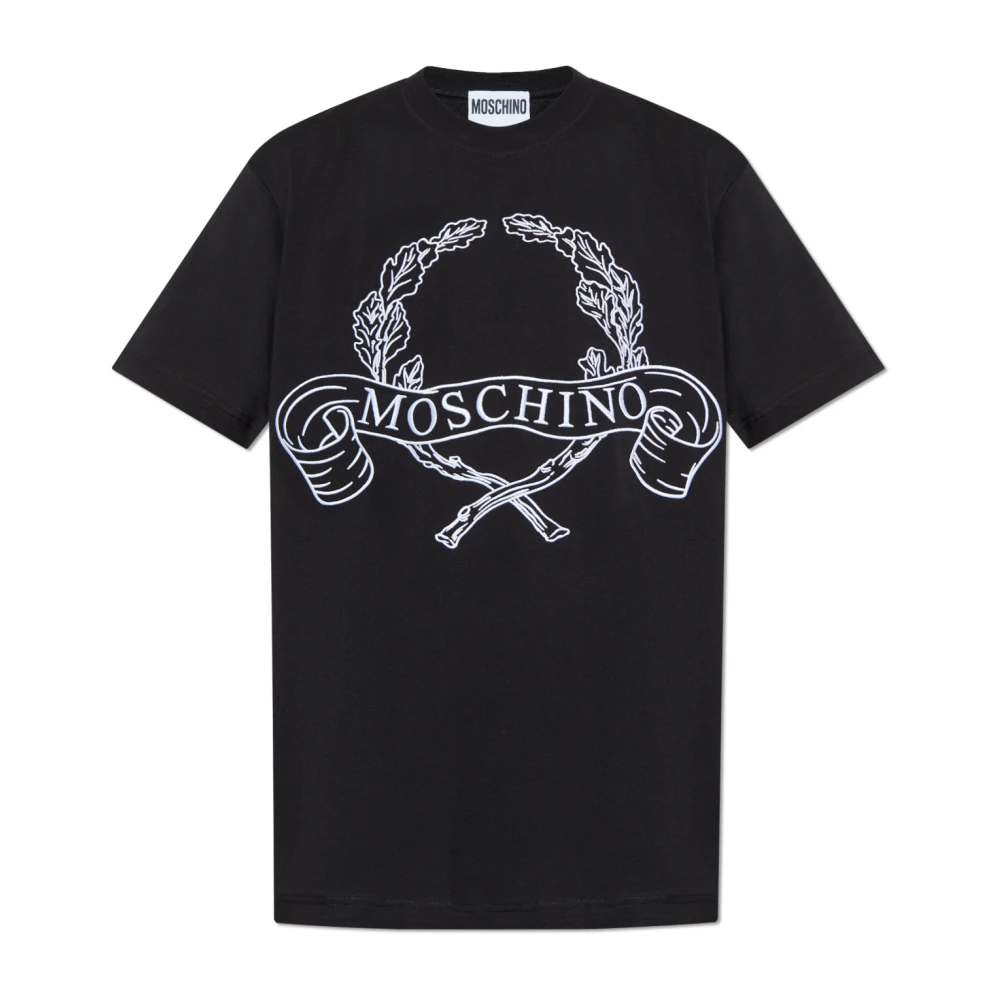 Moschino T-shirt met geborduurd logo Black Heren
