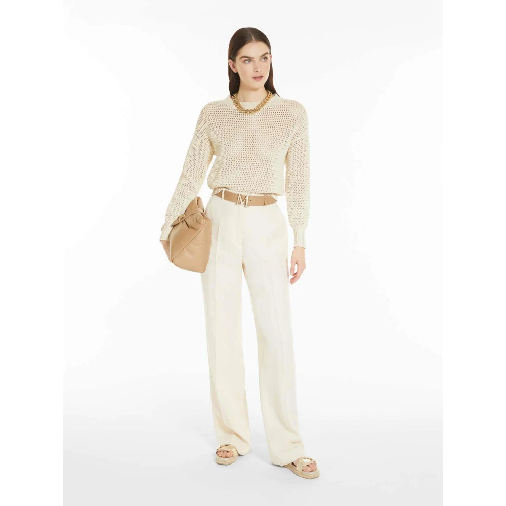 Max Mara Geperforeerde Crew Neck Trui Beige Dames