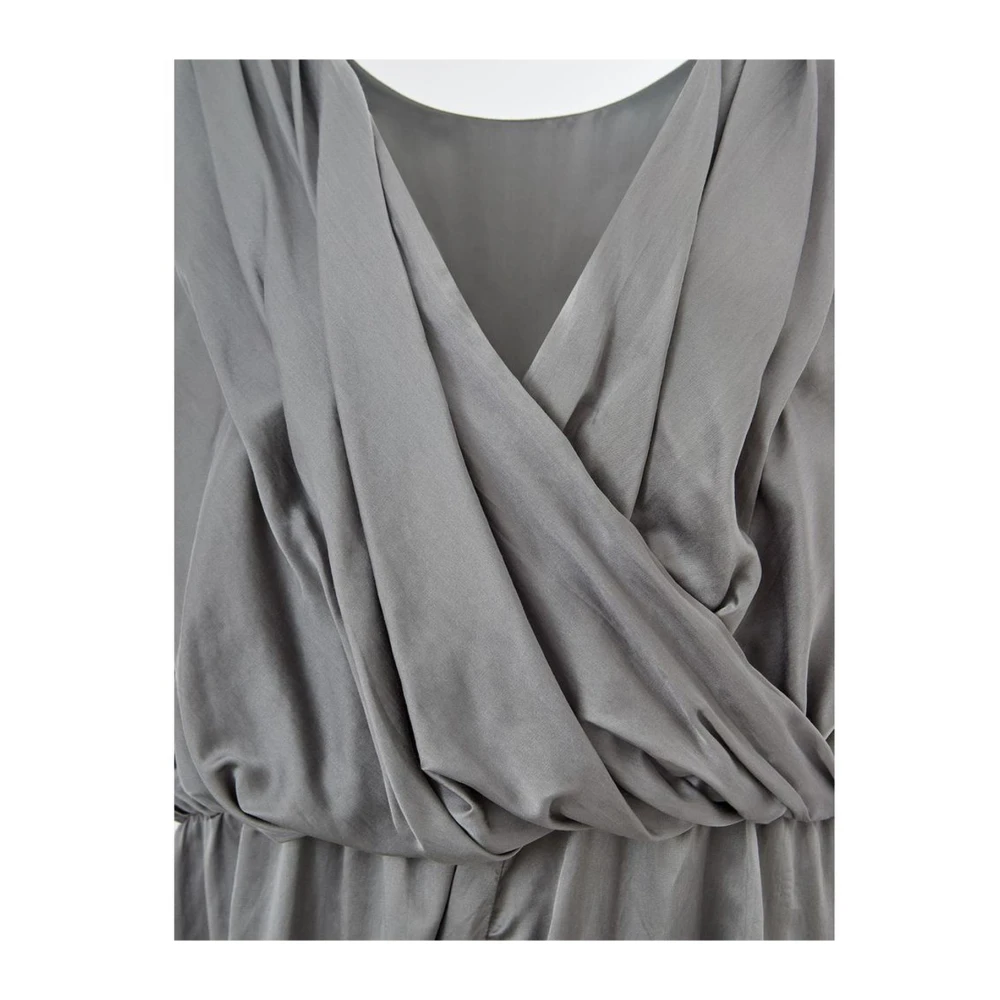 Lardini Zijden Jurk Tijdloze Elegantie Grijs Gray Dames