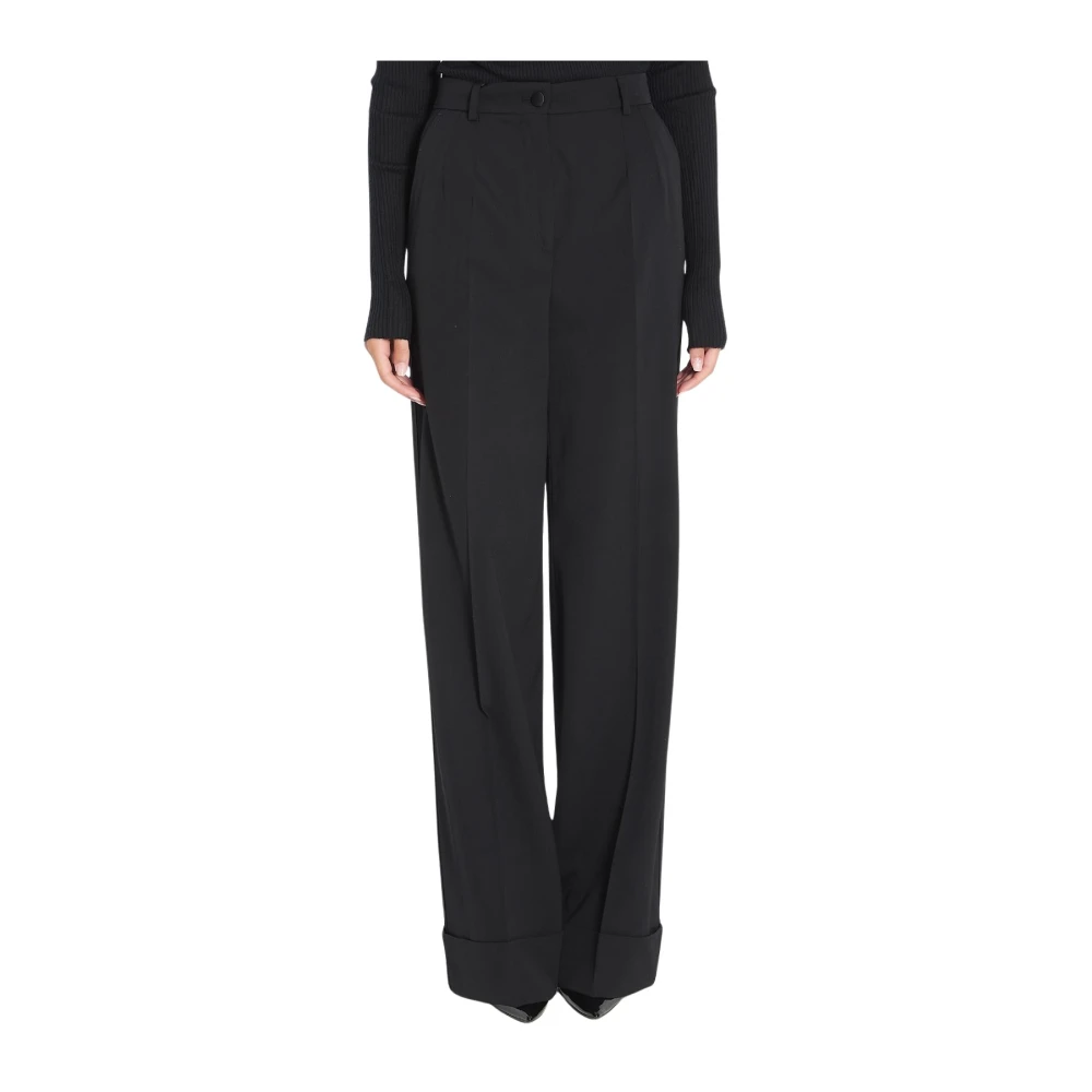 Dolce & Gabbana Svart Högmidjade Vida Byxor