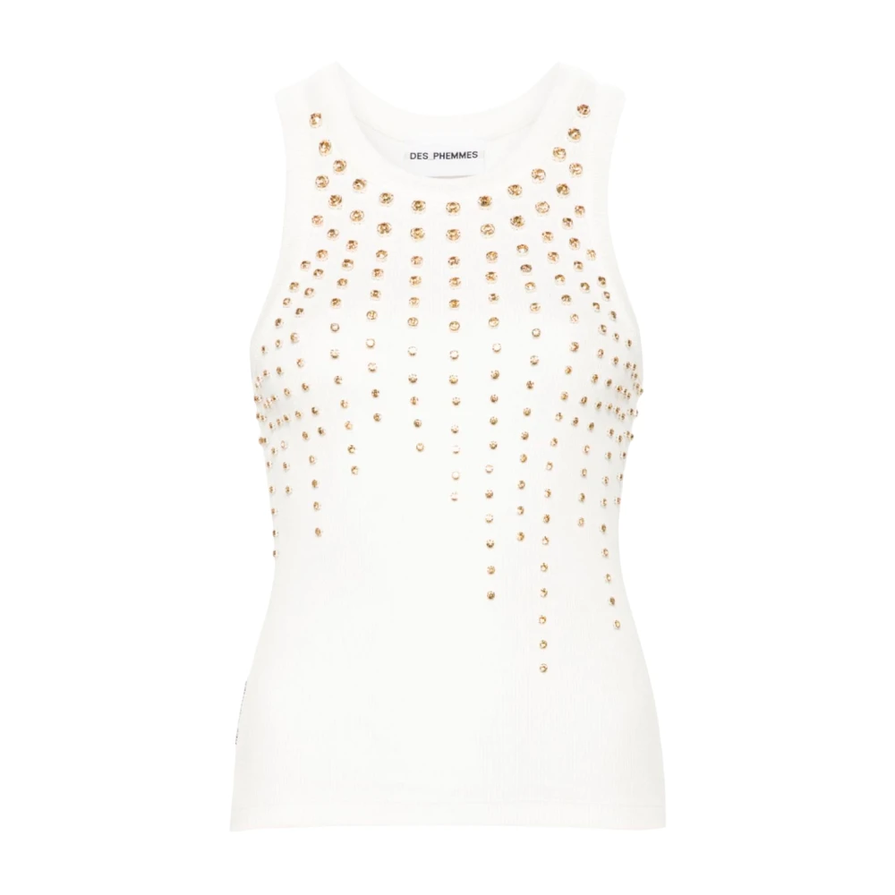 DES Phemmes Witte Mouwloze Top met Strass White Dames