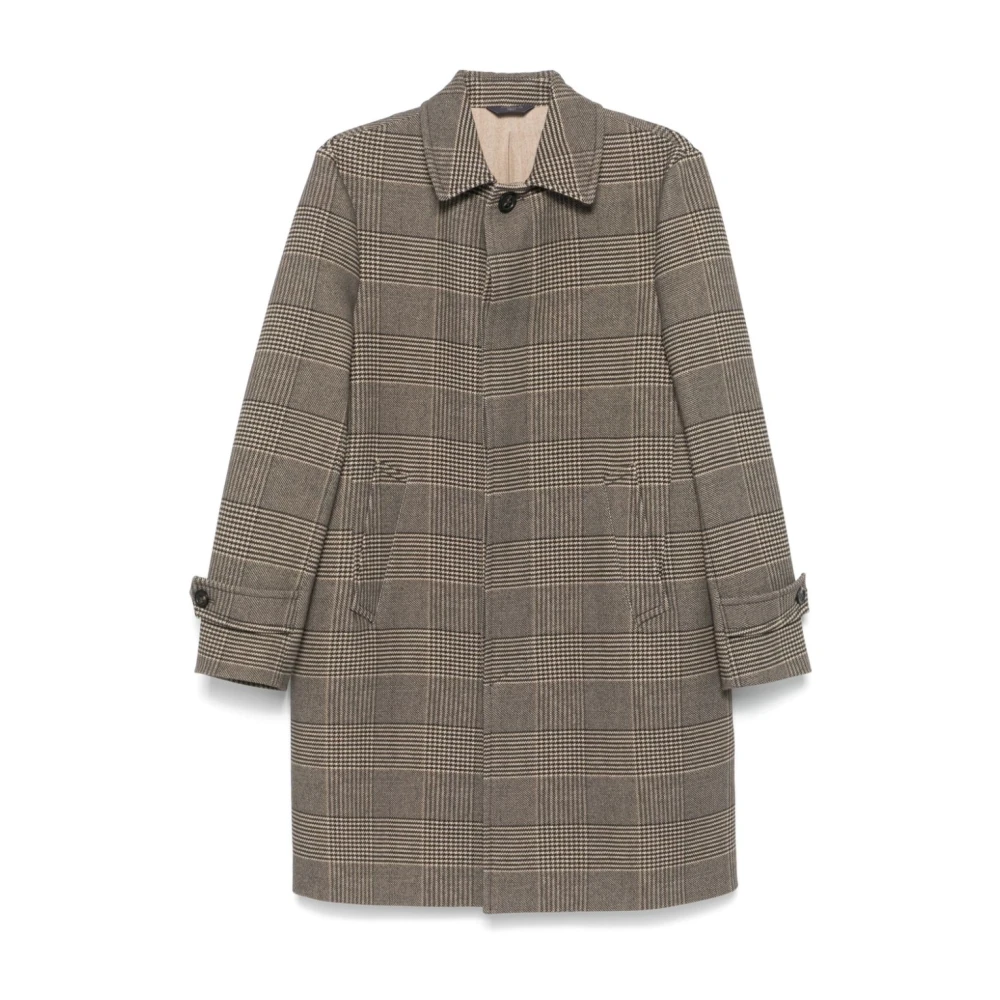 Circolo 1901 Bruine Overcheck Katoenen Jas Geruit Patroon Brown Heren