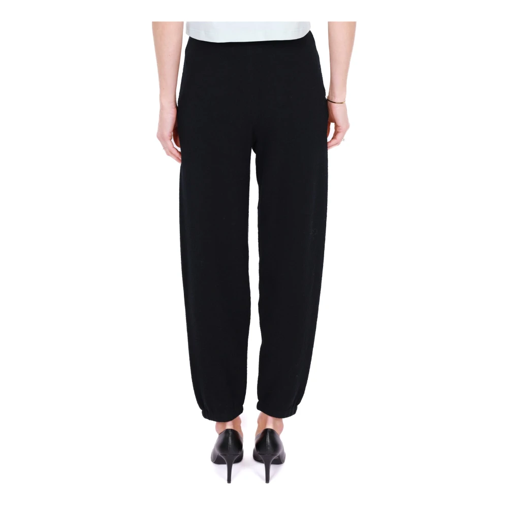 Elisabetta Franchi Zwarte katoenen joggerbroek met logo Black Dames