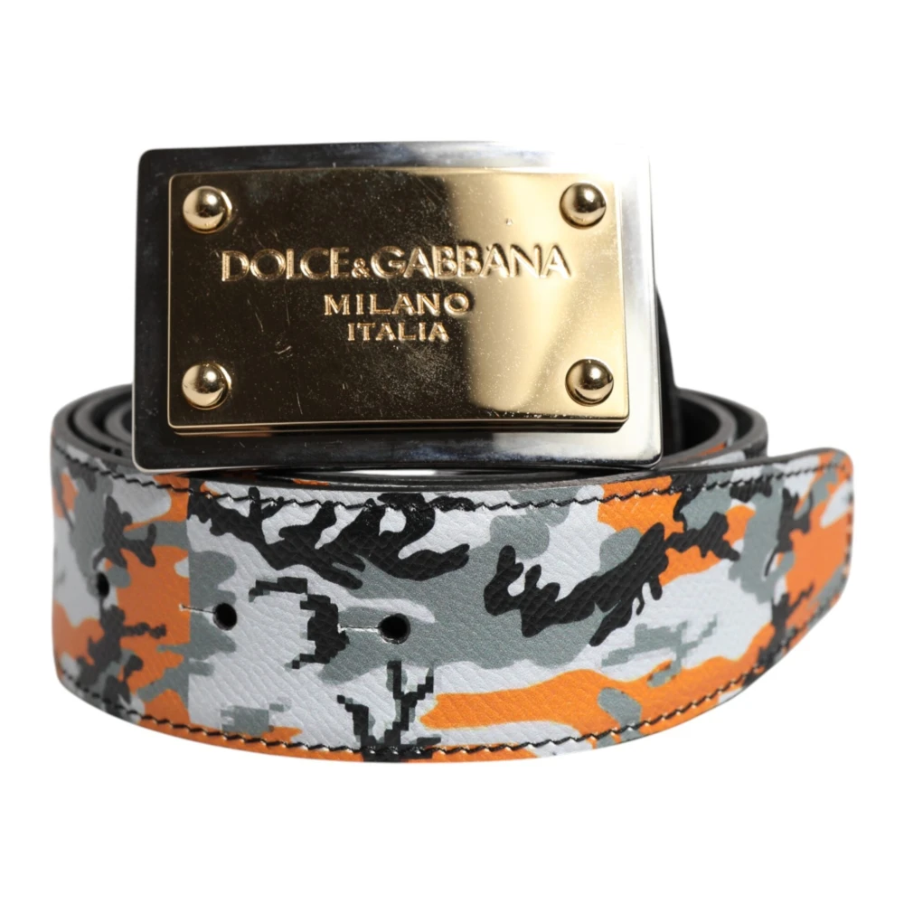 Dolce & Gabbana Multicolor Multifärgad Kamouflage Metalllogobälte