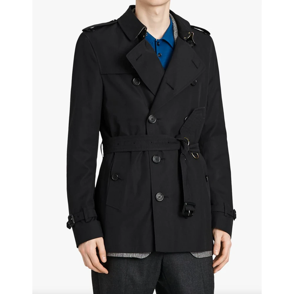 Burberry Zwarte Waterdichte Trenchcoat Blue Heren