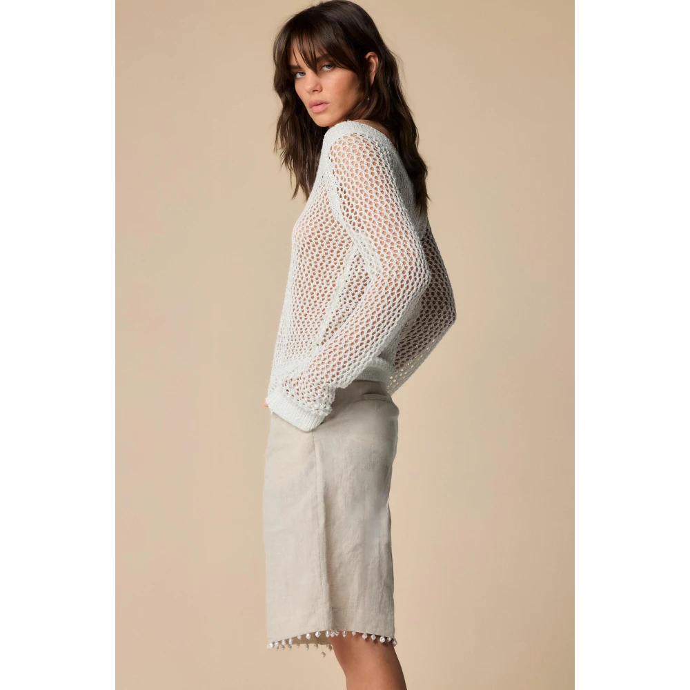 Kocca Gebreide top met perforaties White Dames