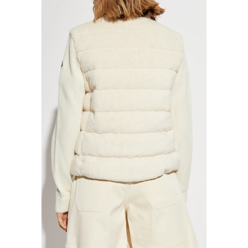 Moncler Jas met wollen inzetstuk Beige Dames