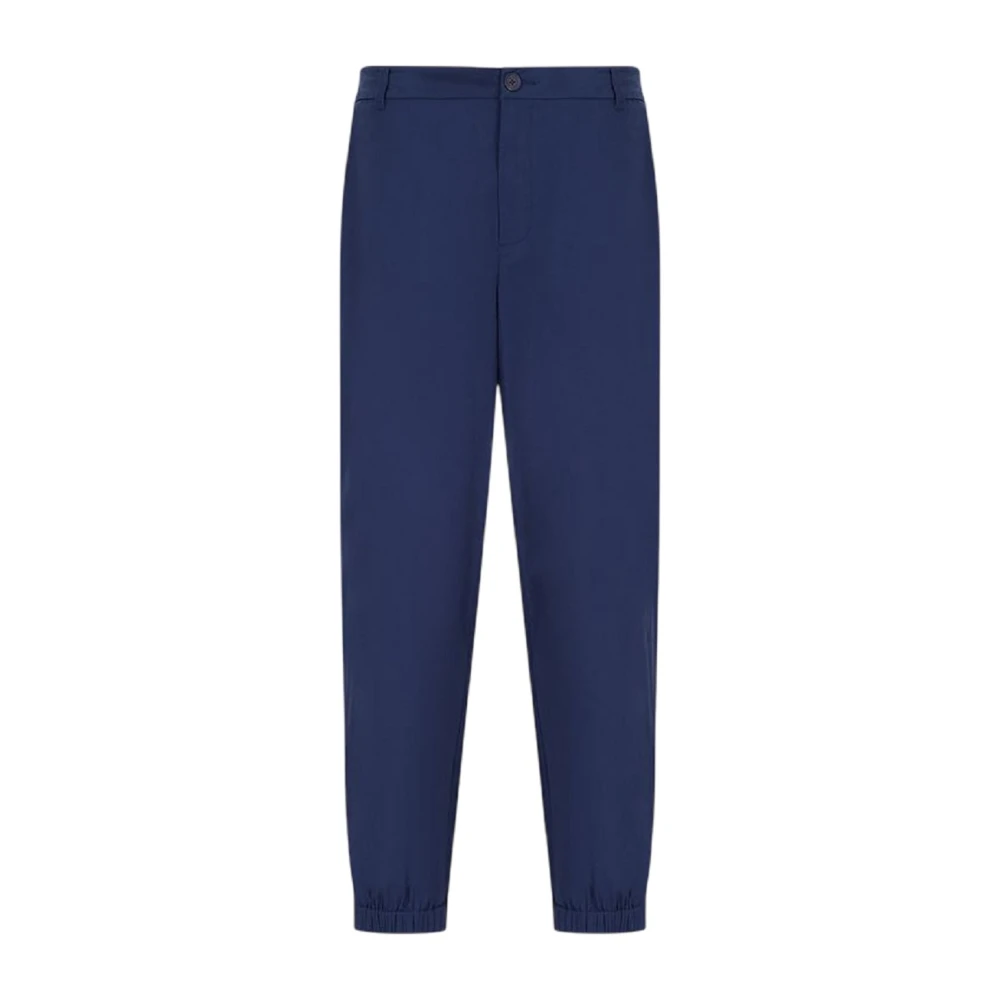 Armani Exchange Men's Blue Trousers With Elastic Cuffs