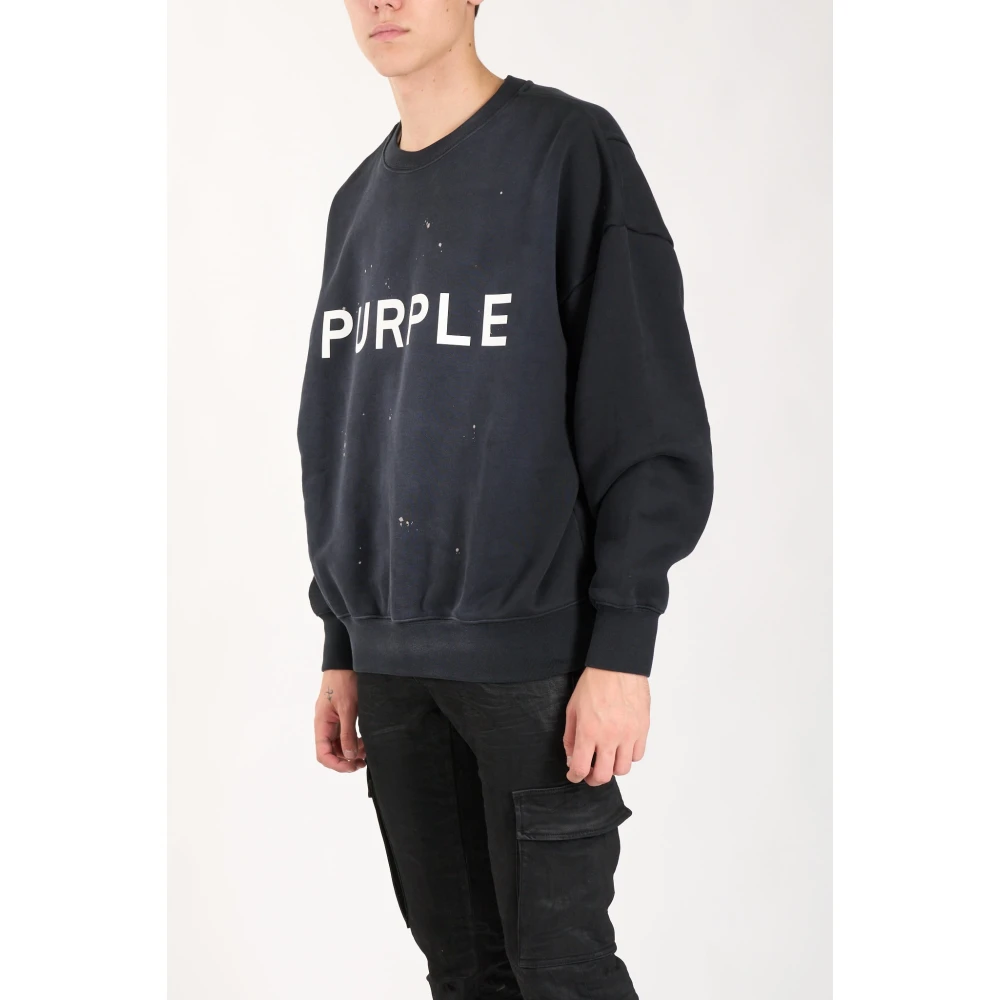 Purple Brand Logo Sweatshirt Vintage Style Print Black Heren