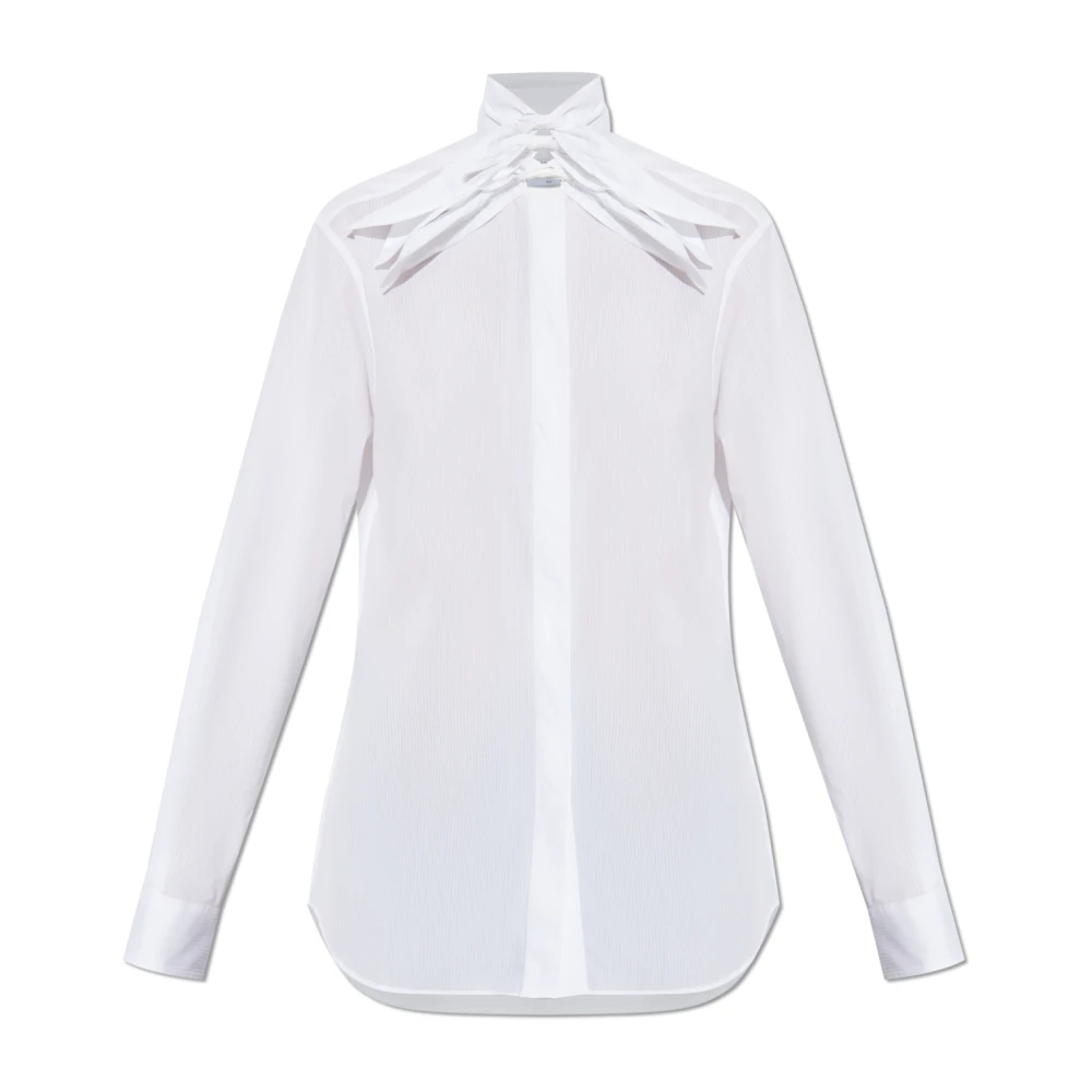 Moschino Vrouw Wit Blouse Met Decoratieve Strik Bij De Halslijn