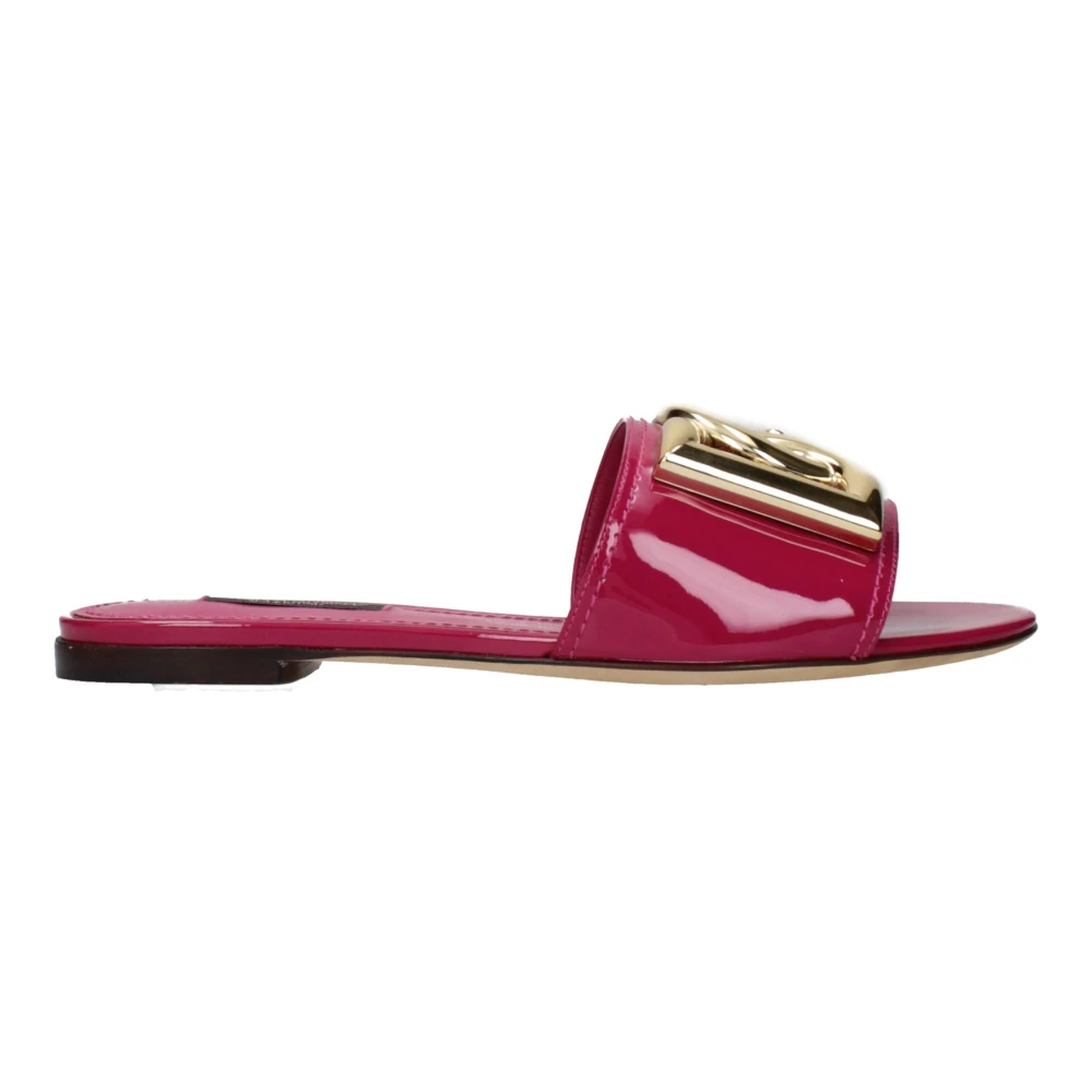 Dolce & Gabbana Women's Pink Leather Sliders