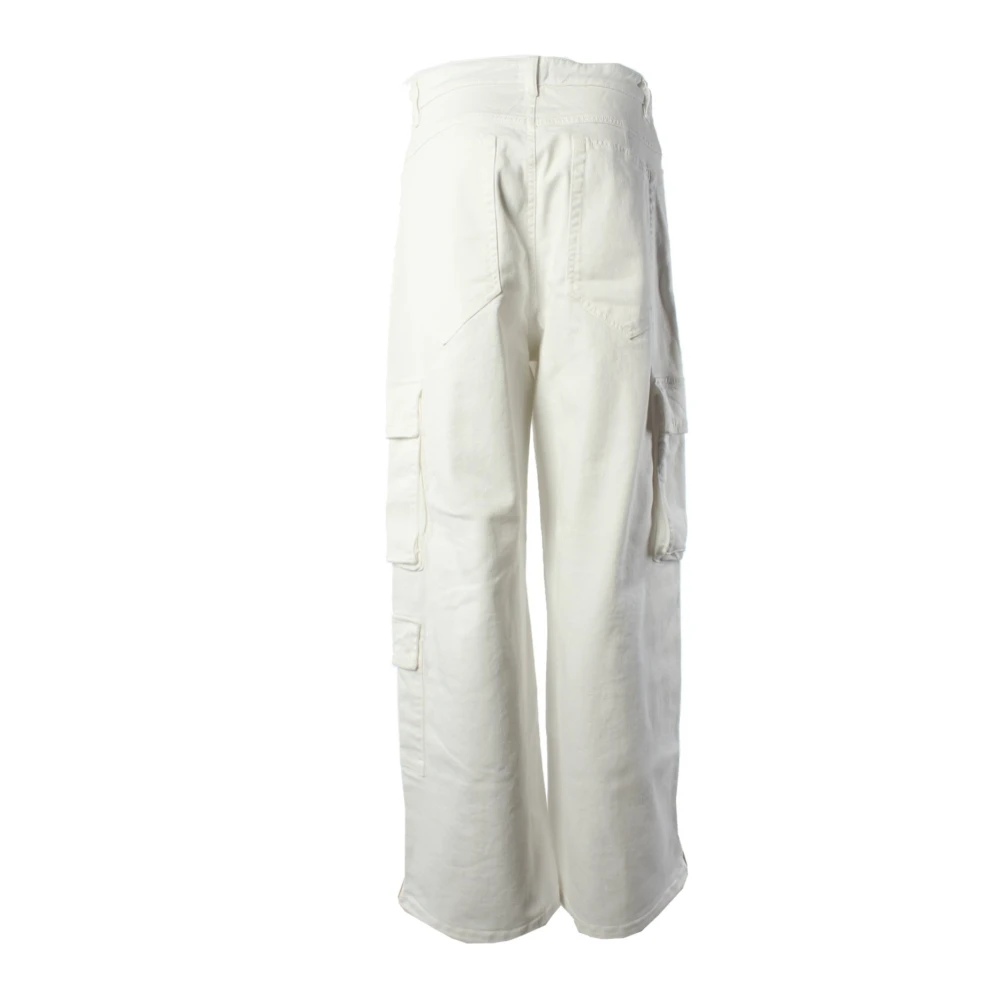 pinko Cargo Broek Wit Katoen Elastaan White Dames