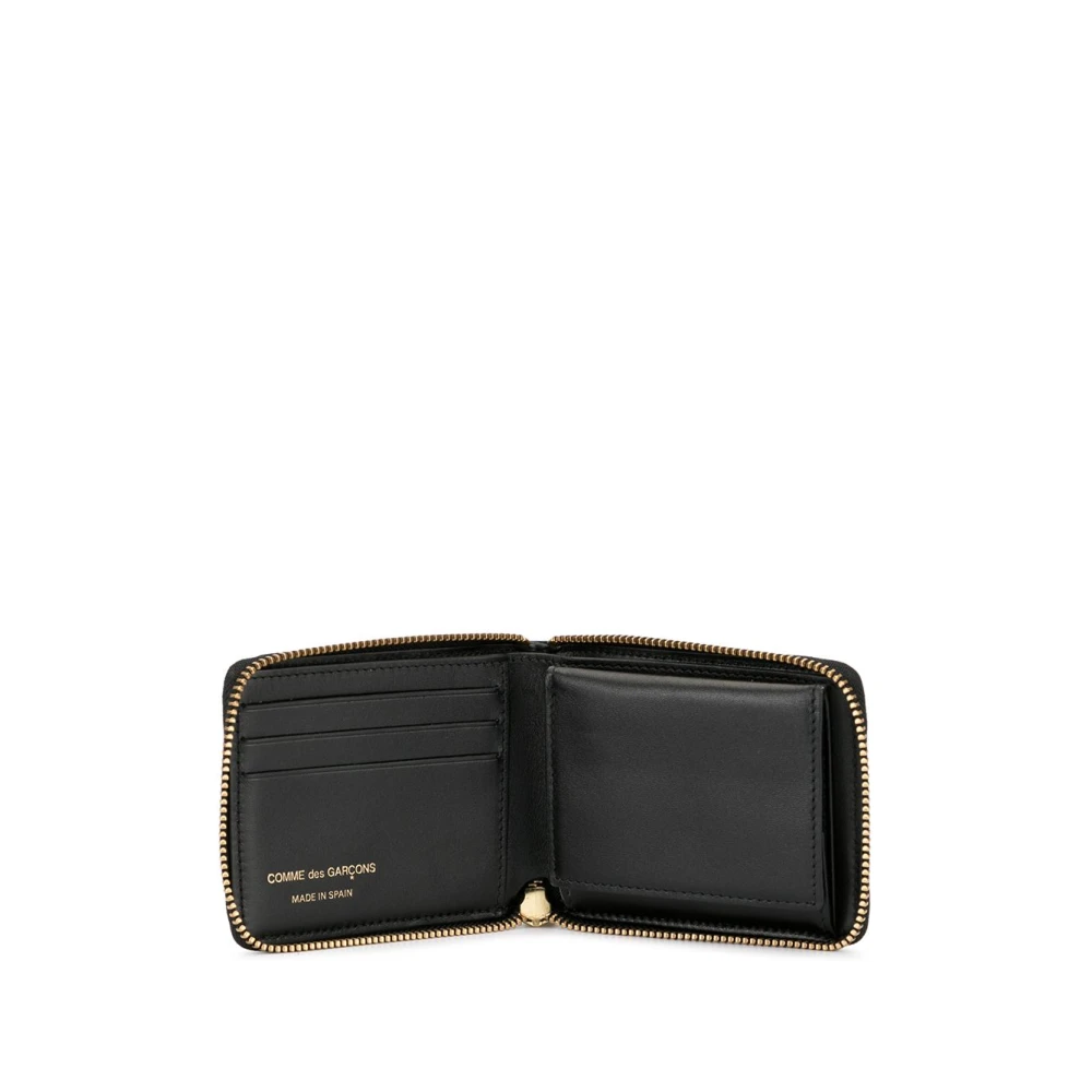 Comme des Garçons Zwarte leren portemonnee met gouden rits Black Heren