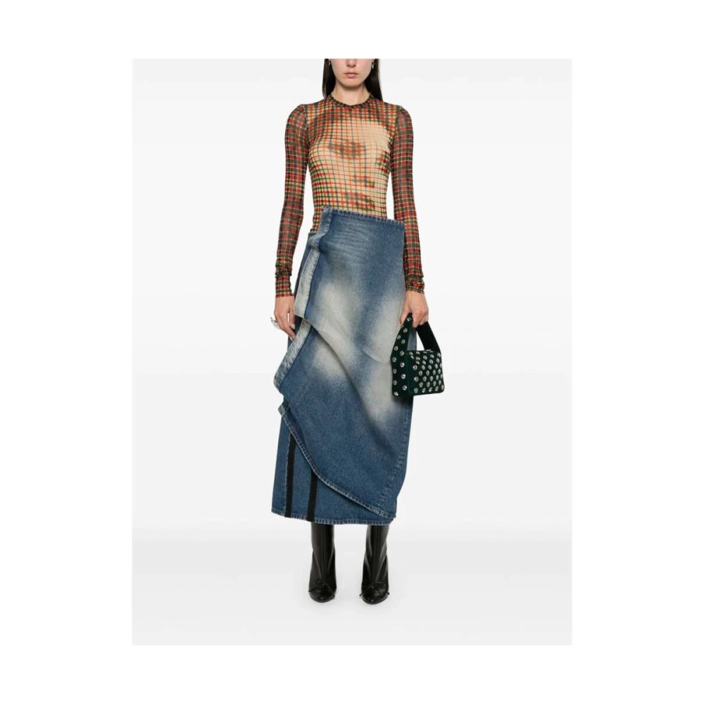 Y Project Denim Rok met Touch-Strap Sluiting Blue Dames