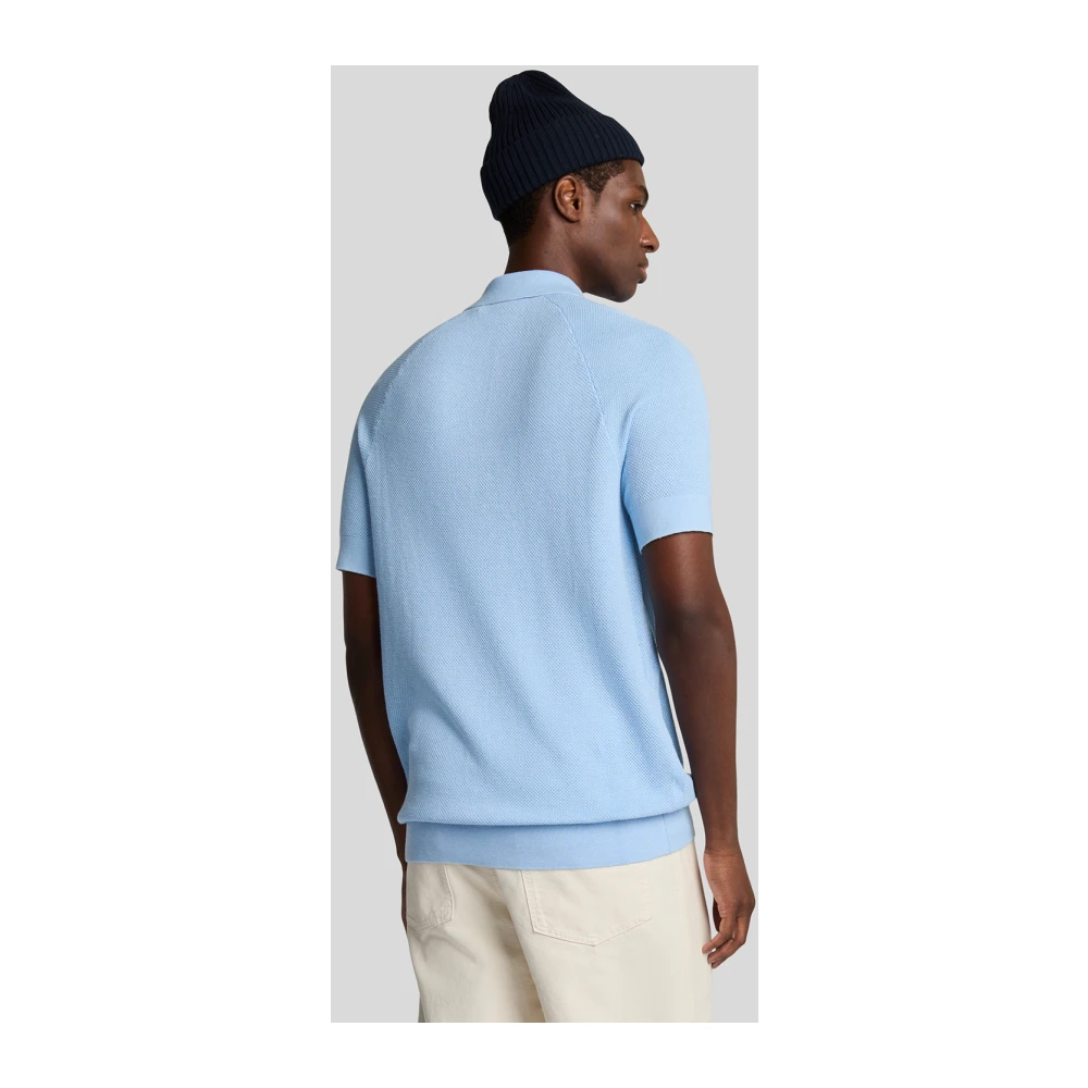 Lyle & Scott Mid Knits Linnenmix Gebreide Polo Blue Heren
