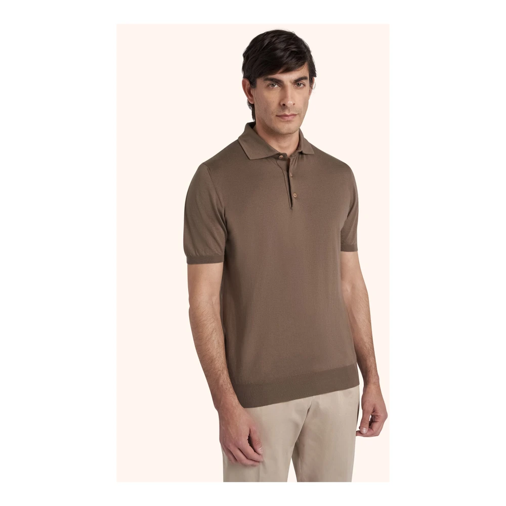 Kiton Zachte Egyptische katoenen poloshirt Brown Heren