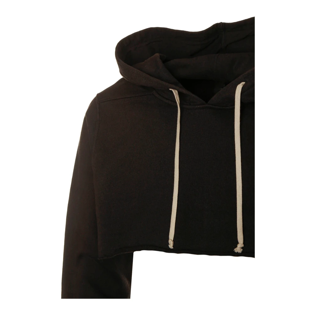 Rick Owens Stijlvolle Cropped Hoodie met Koord Black Heren