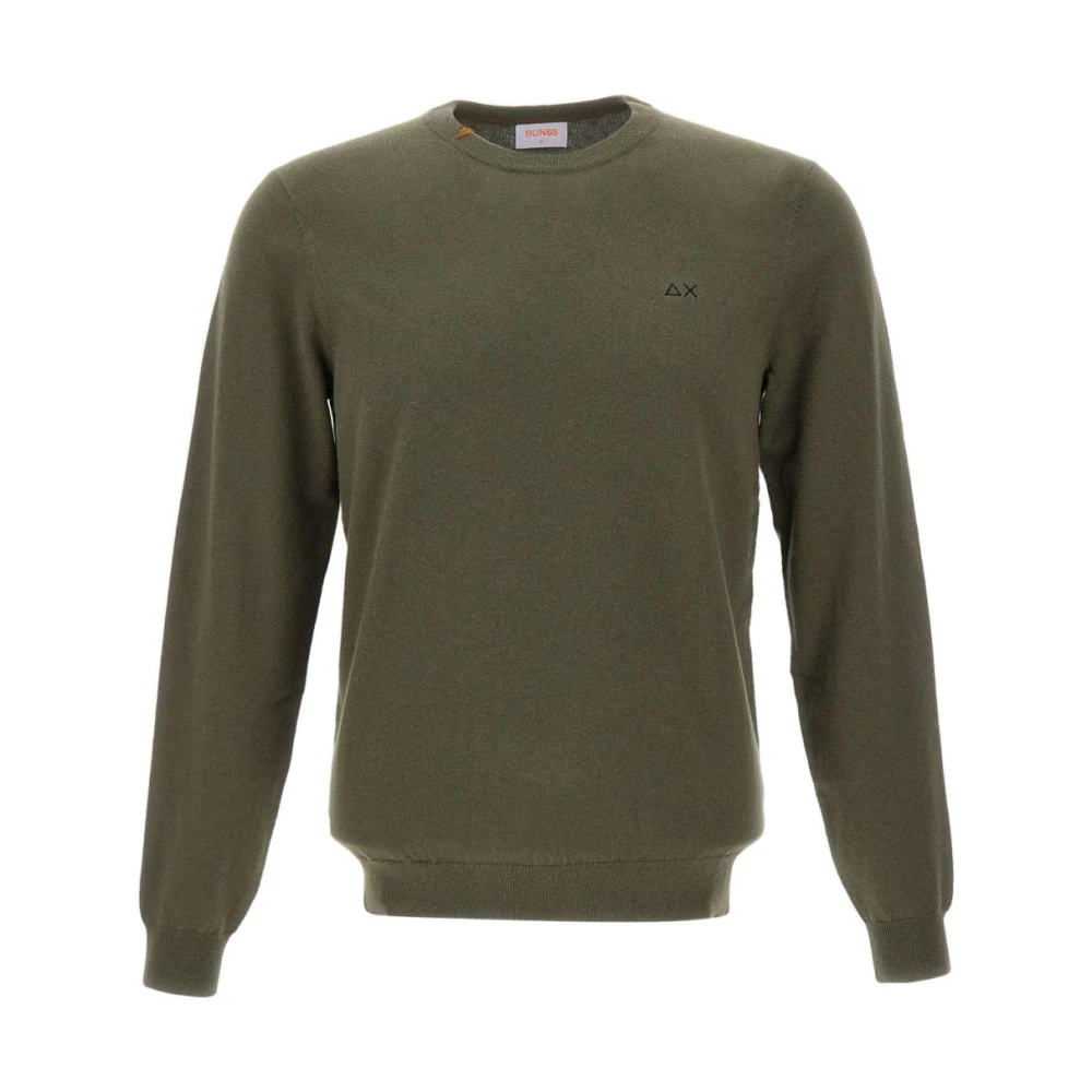Sun68 Green Round-Neck Knitwear, Male, 3XL, Round-Neck Knitwear