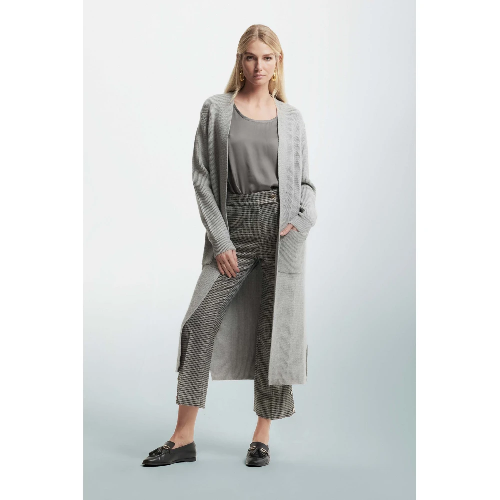 Kocca Stijlvolle Lange Jumper met Grote Zakken Gray Dames