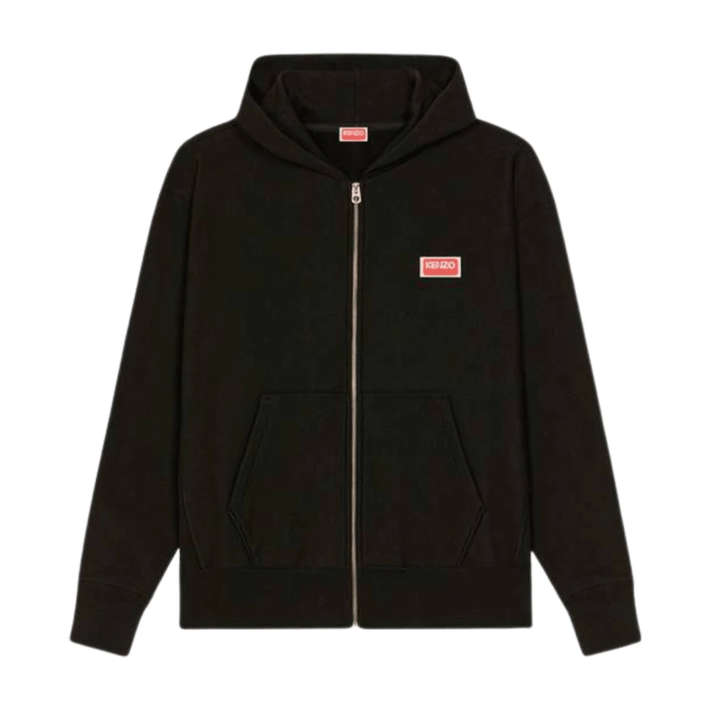 Kenzo Oversized Zip Hoodie met Paris Logo Black Heren