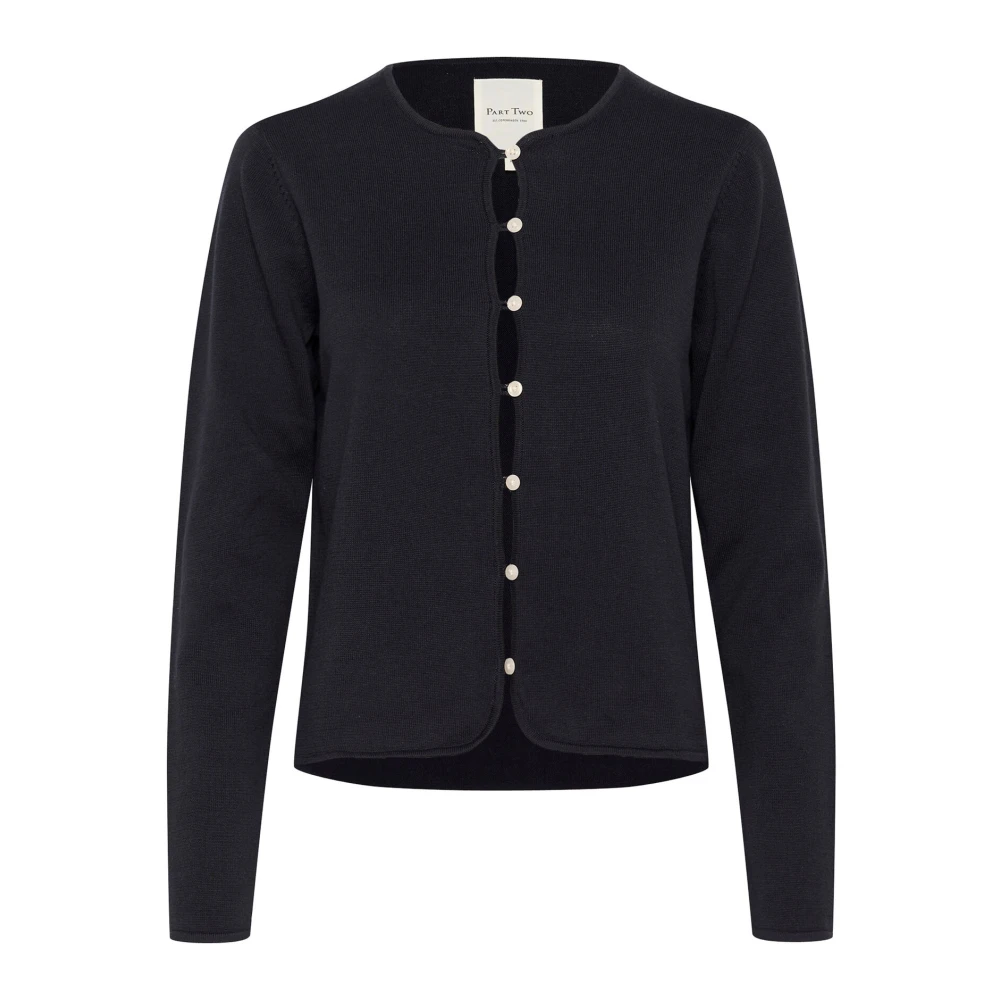 Part Two Navy Gebreid Vest met Knopen Blue Dames