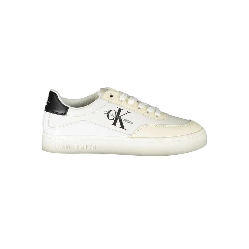 Calvin Klein , Sneakers, Female, White, 8 Uk, Chic Lace-Up Trainers With Contrast Detailing