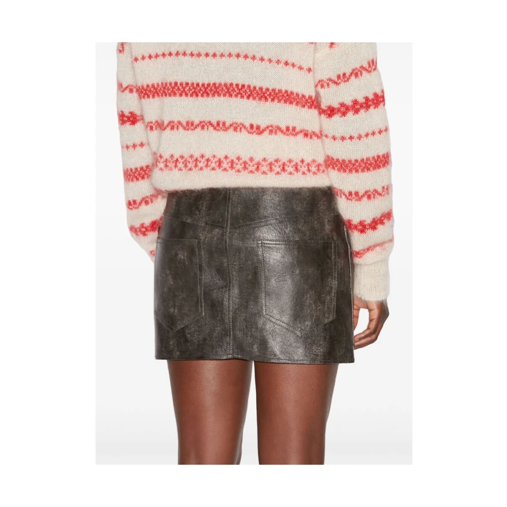Isabel Marant Étoile Imitatie Leren Zwarte Rok Rits Zakken Black Dames