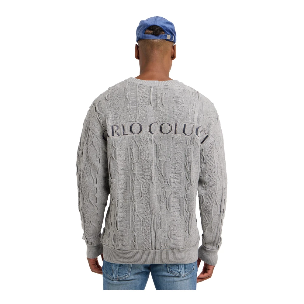 carlo colucci Geborduurde Gebreide Trui Gray Heren